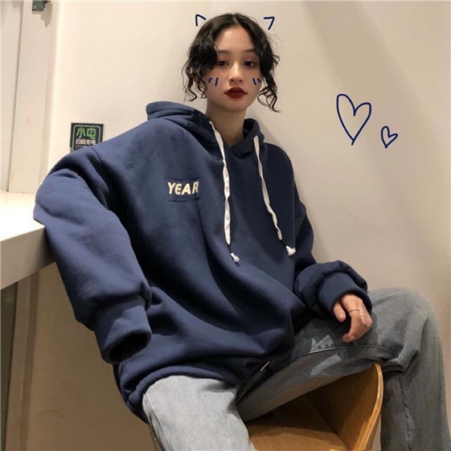 Áo hoodie rộng ulzzang nam nữ tay phồng có dây rút HD40 - Liti shop