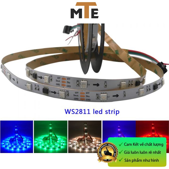 Dây 5 mét LED đổi màu RGB WS2811 12V Loại dán, chống nước IP65 (300 LED)