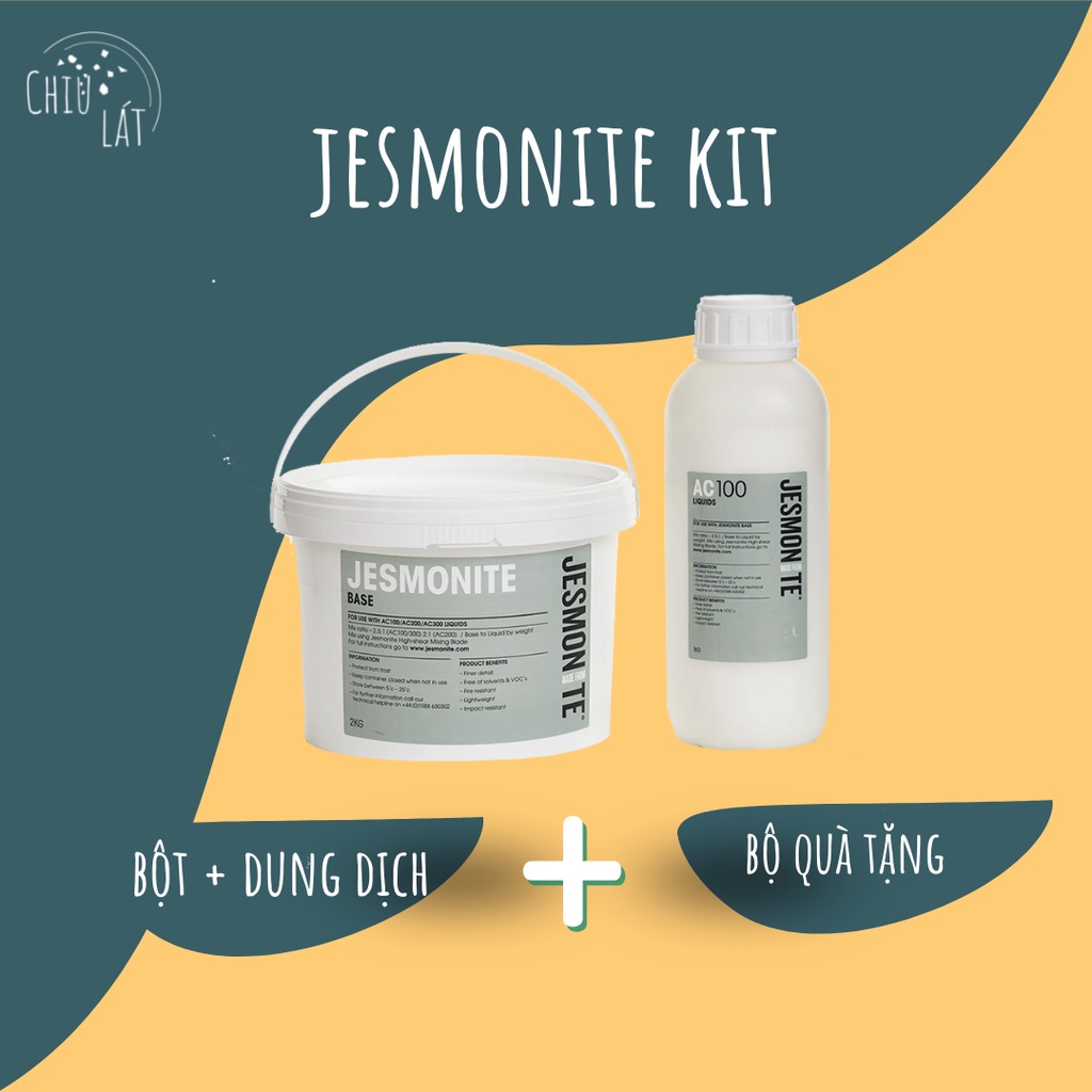 Bột và dung dịch Jesmonite - bộ kit nghệ thuật làm đồ DIY độc đáo, đính kèm bộ quà tặng gồm khuôn, màu...