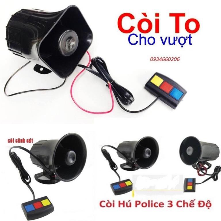Còi hú 3 chế độ, còi xin vượt, còi cảnh sát lắp xe máy