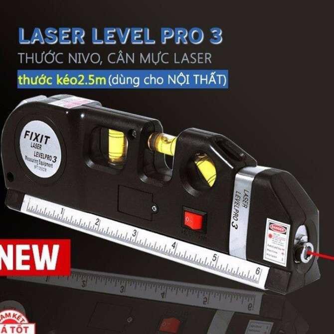 [XẢ KHO+FREE SHIP] Thước Nivo laser LV-10 cân mực laser đa năng cân bằng kèm thước kéo 2,5m