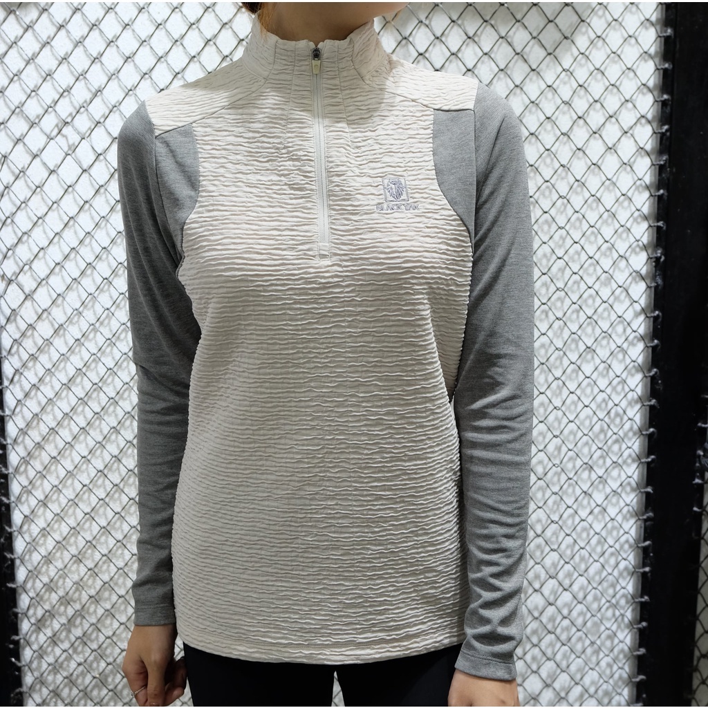 Áo thun dài tay, thể thao nữ Zip 1/4 Black Yak KYLET