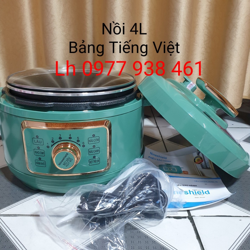 Nồi hầm đa năng thông minh Nineshield KB618 dung tích 4L, Nồi áp suất điện cao cấp chính hãng BH 12 tháng