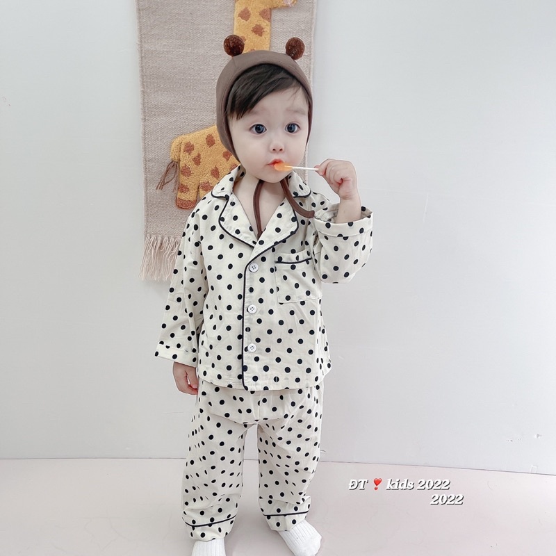 Bộ quần áo dài tay pijama chất đũi xốp cho bé 8-18kg