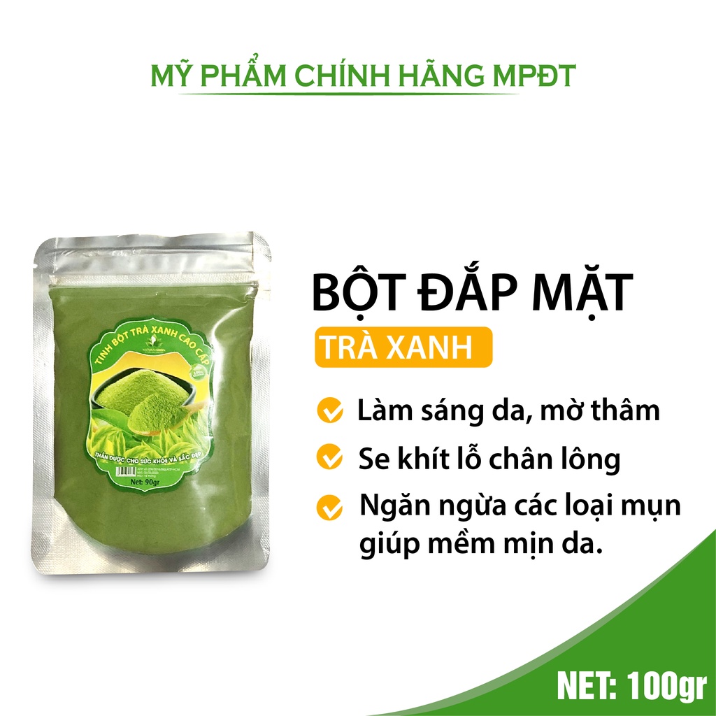 Tinh bột trà xanh cao cấp làm sạch và trắng da tự nhiên, mờ thâm nám, ngăn ngừa lão hóa