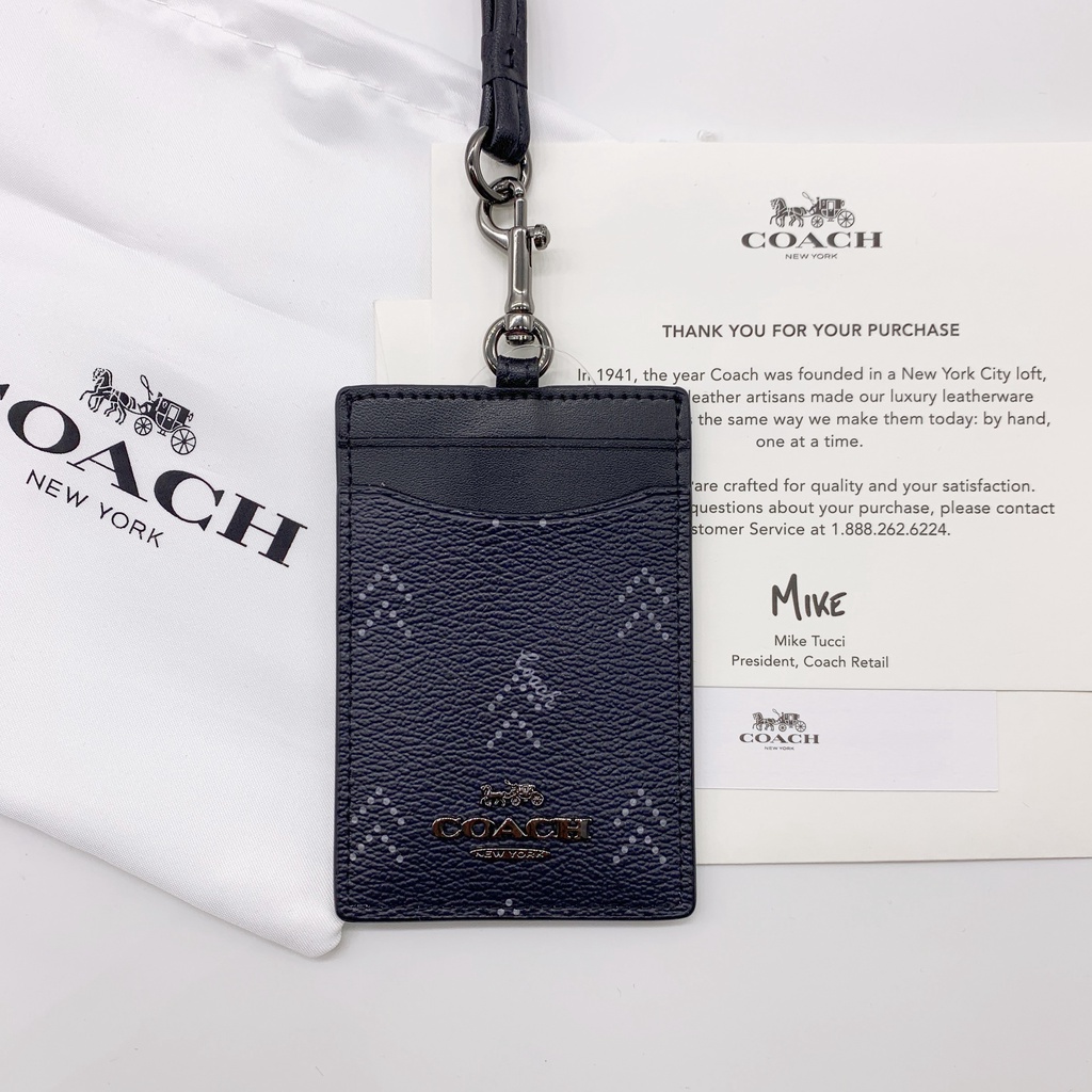 Giá đỡ thẻ COACH ❥ ❈ Logo kim loại Dây buộc làm việc ID đích thực