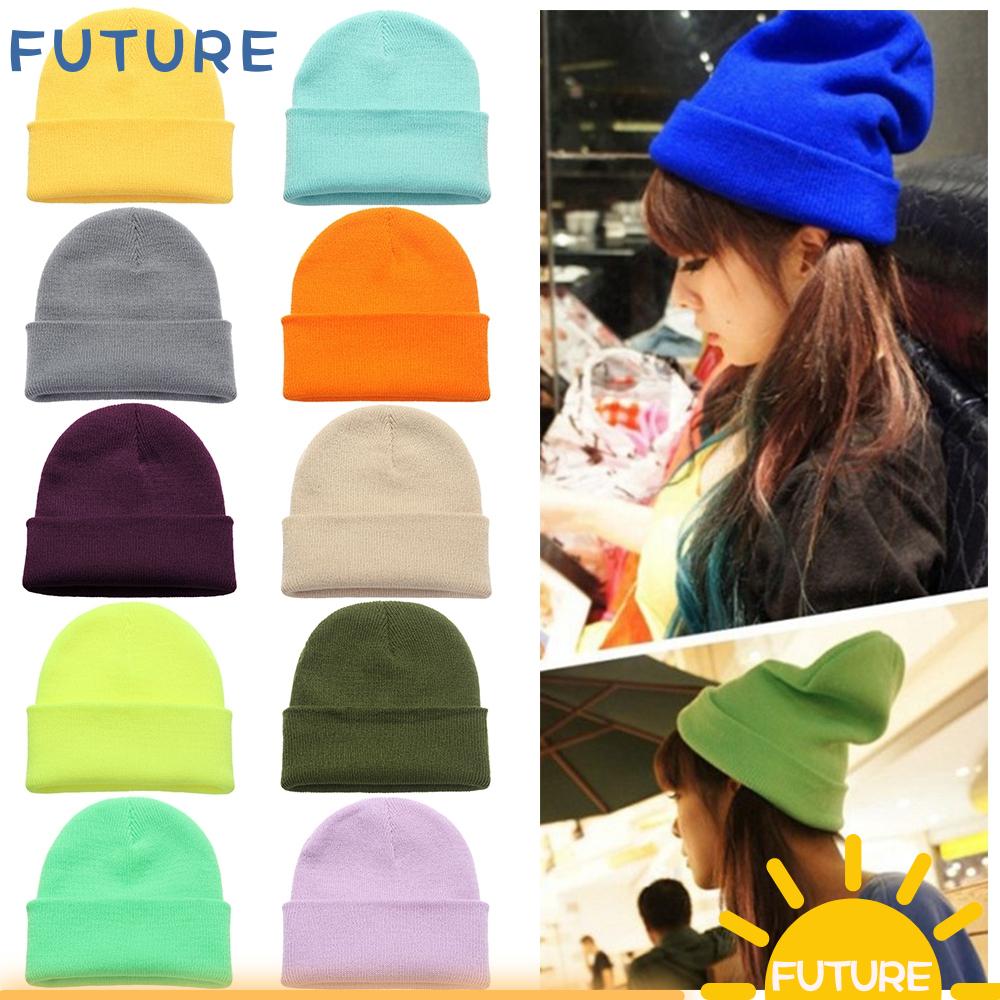 Mũ Beanie Đan Len Cao Cấp Màu Trơn Dễ Thương Thời Trang Thu Đông 18 Màu Tùy Chọn