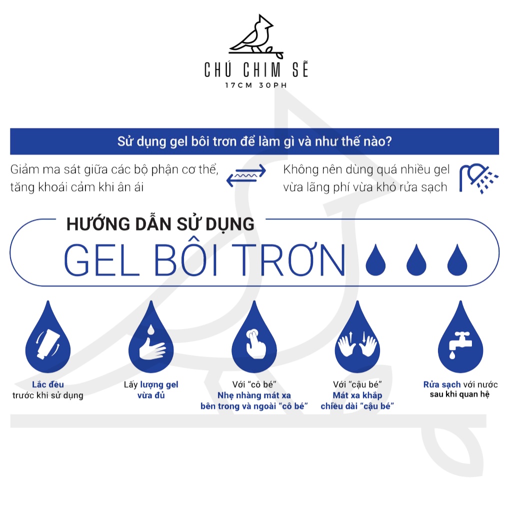 Gel bôi trơn Gexlife Natural tăng khoái cảm, Gel Massage Body Dầu Bôi Trơn Gốc Nước 100ml- Chú Chim Sẽ