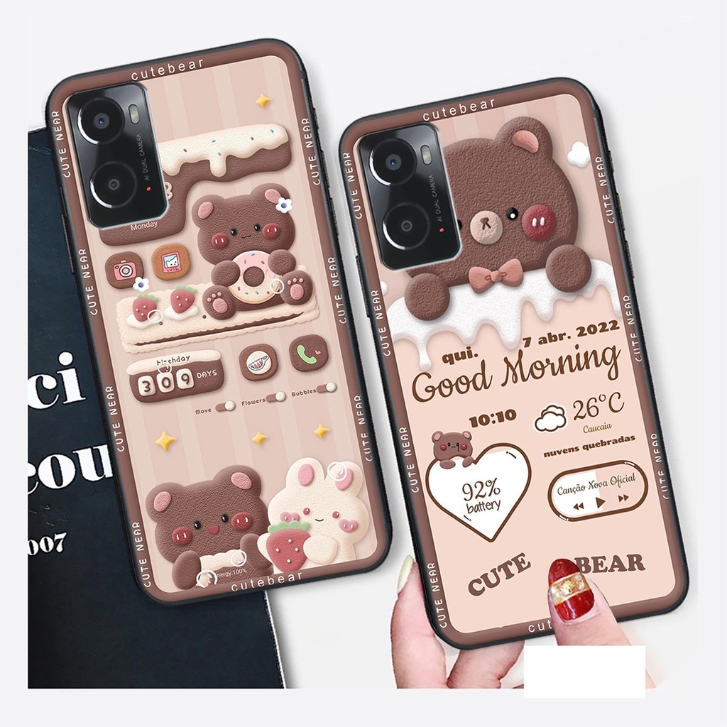 Ốp lưng Oppo A36 / A76 / A96 4G in hình Gấu nâu - hồng, Gấu Be@rick  cực CUTE, DỄ THƯƠNG