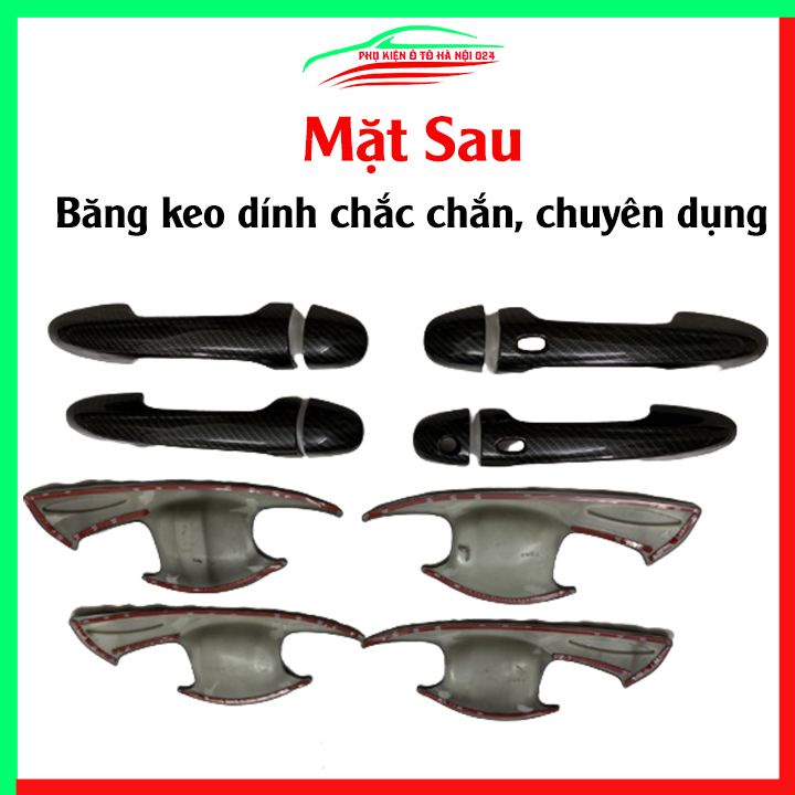 Ốp tay hõm Fortuner 2017-2022 vân Carbon chống trầy bảo vệ cửa xe ô tô