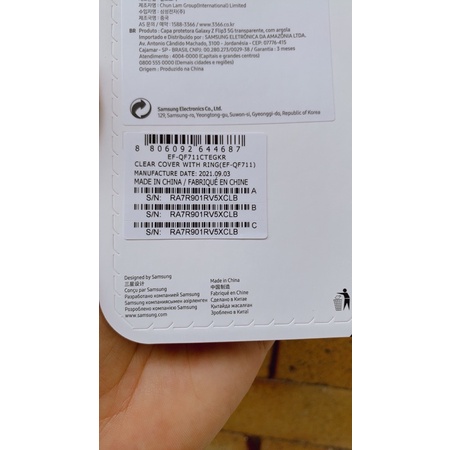 Chính hãng nguyên seal-Ốp nhựa trong Clear Cover with Ring cho Galaxy Z Flip3/Z Flip 3 5G