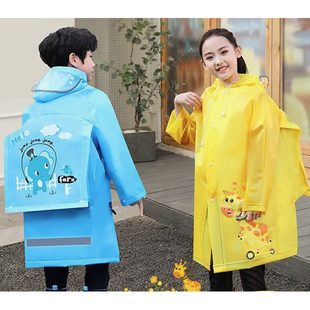 Áo mưa học sinh đi học nhiều màu (trùm được cặp) cho bé gái & bé trai (Cao từ 110cm - 160cm) (N00701)