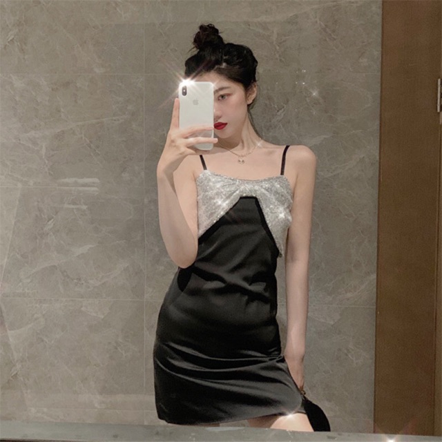 Váy lụa 2d nơ kim sa