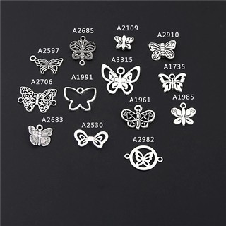 Set 10 mặt vòng cổ bạc khắc hình bướm