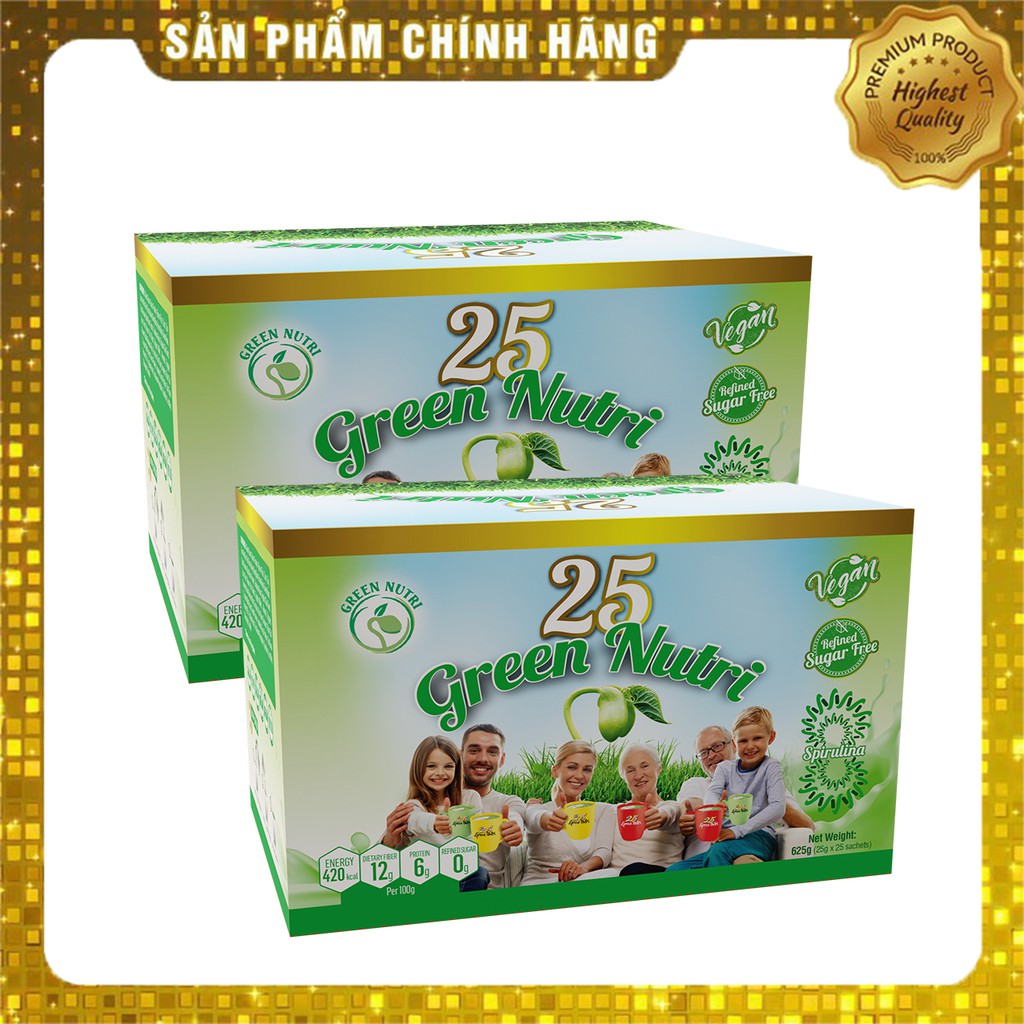 Combo Sữa Hạt Ngũ Cốc 25 Green Nutri hộp 625g (25 gói) & 300g (12 gói)