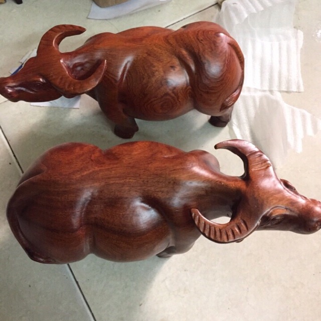 Trâu Gỗ Hương Phong Thủy 13cm