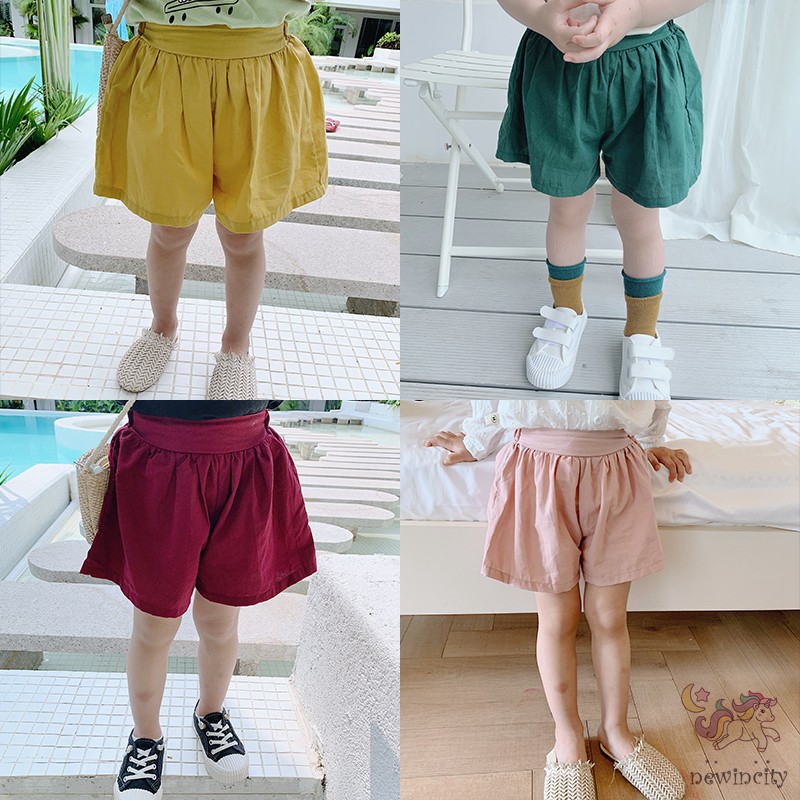 Quần Đùi Đi Biển Màu Trơn Phong Cách Hàn Quốc Cho Bé