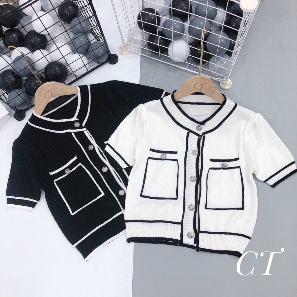 Áo Len Cổ Tròn Viền Kép 2 Túi