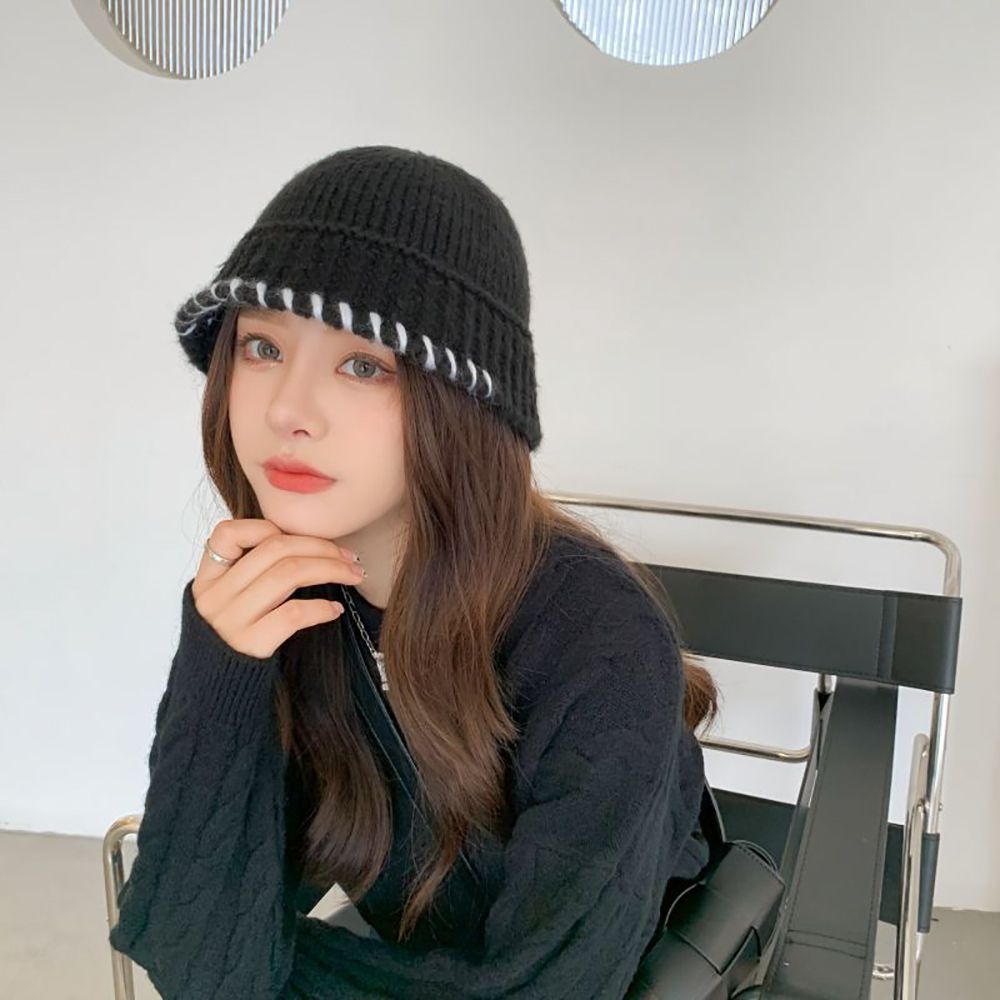Mũ beanie giữ ấm màu trơn dễ thương cho nữ