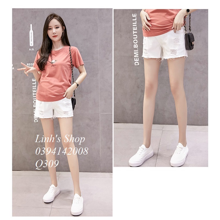 Quần Đùi Bầu Jean Xinh Trẻ Trung Năng Động Q309