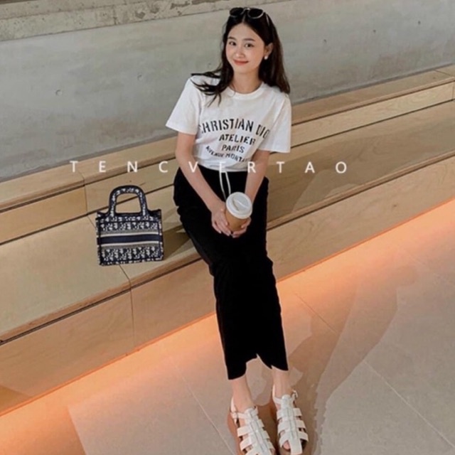 Túi tote Diio'r kèm khăn voan hàng chuẩn có sẵn, Video ảnh thật