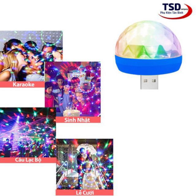 Đèn Led mini quả cầu xoáy kết nối usb cảm ứng Theo nhạc 7 màu