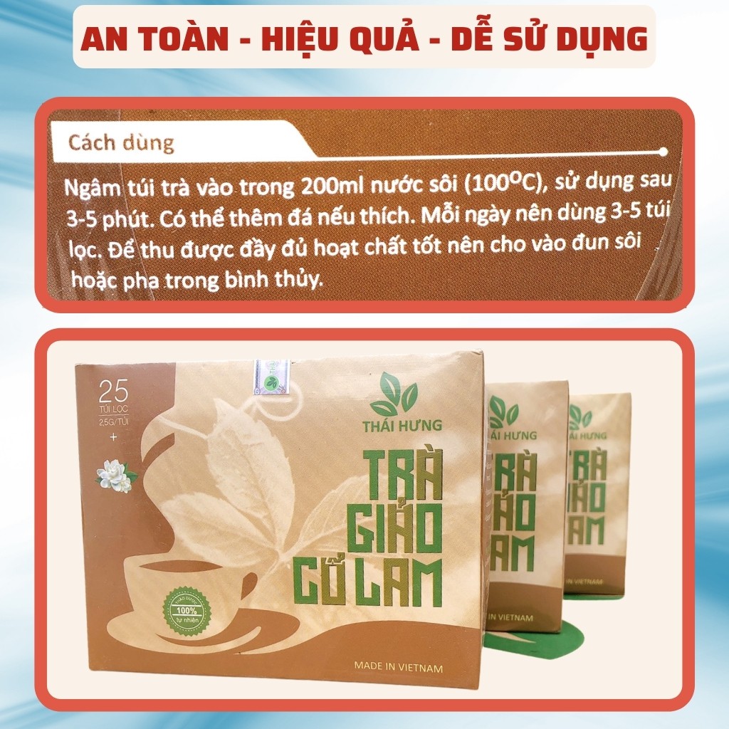 Trà Giảo Cổ Lam Thái Hưng - Giảm Cân, Hạ Mỡ Máu - 25 Túi Lọc Cao Cấp / ad.tea