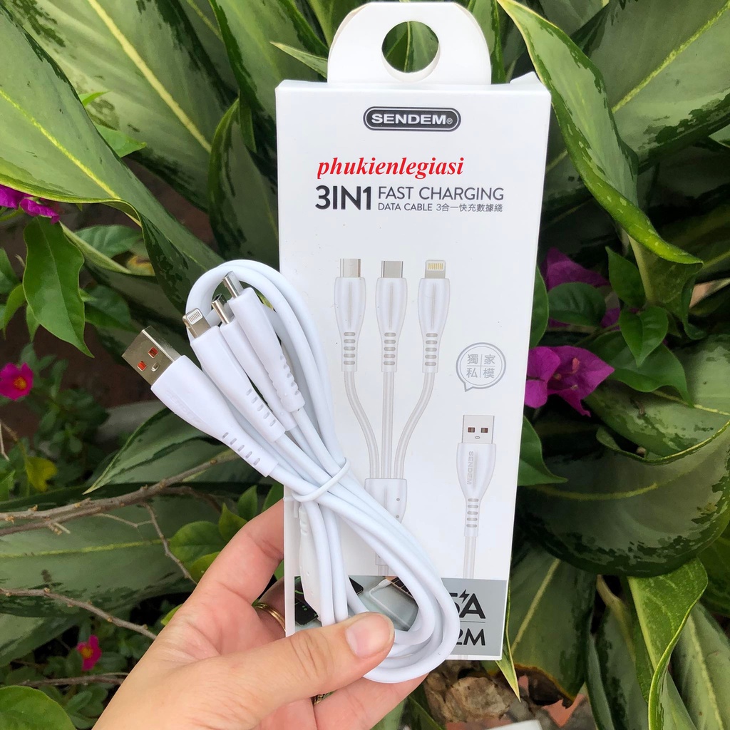 Cáp sạc 3 đầu Sendem M34 dòng 5A dài 1m2