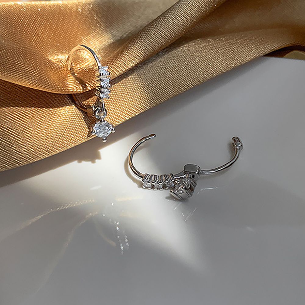 Khuyên Tai Tròn Nhỏ Bằng Hợp Kim Đính Đá Zircon Nhiều Màu Dễ Thương Cho Nữ