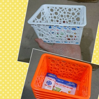 Khay nhựa chữ nhật, rổ nhựa đựng đồ Việt Nhật màu trắng (set 4sp)