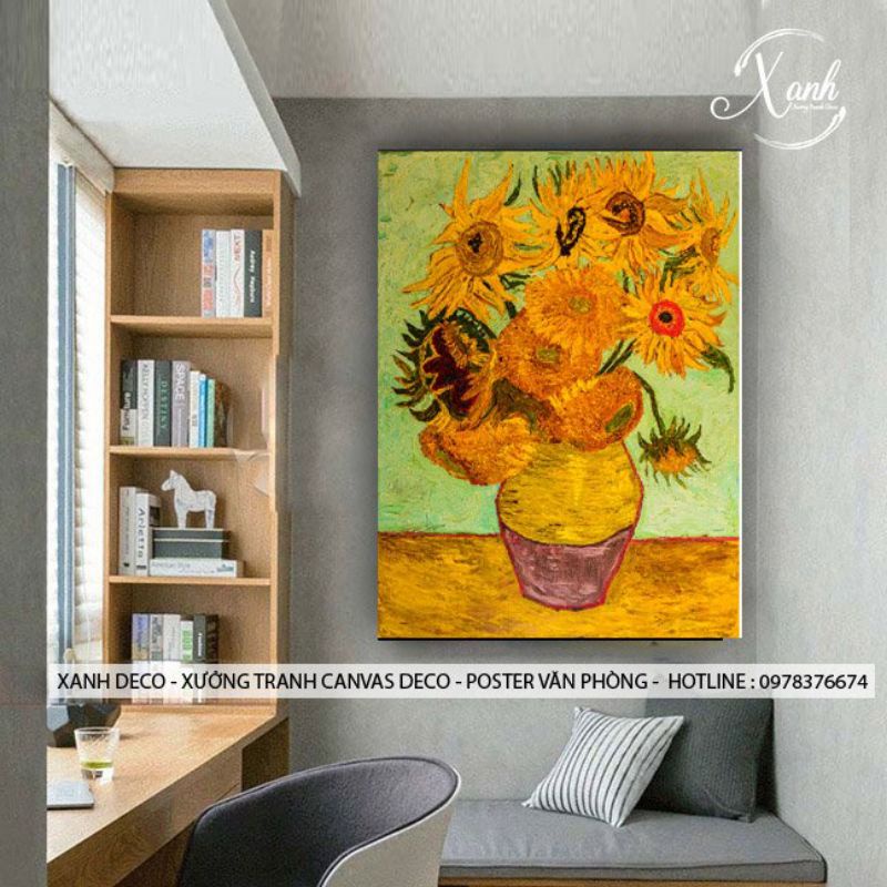 Tranh treo tường, tranh trang trí vangogh 40x50cm tràn viền