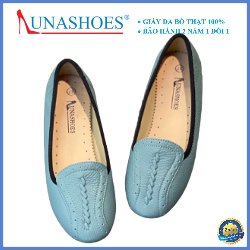Giày bệt nữ búp bê đế bằng mềm êm chân Lunashoes (1077) mũi tròn da bò 100% bảo hành 2 năm fullbox