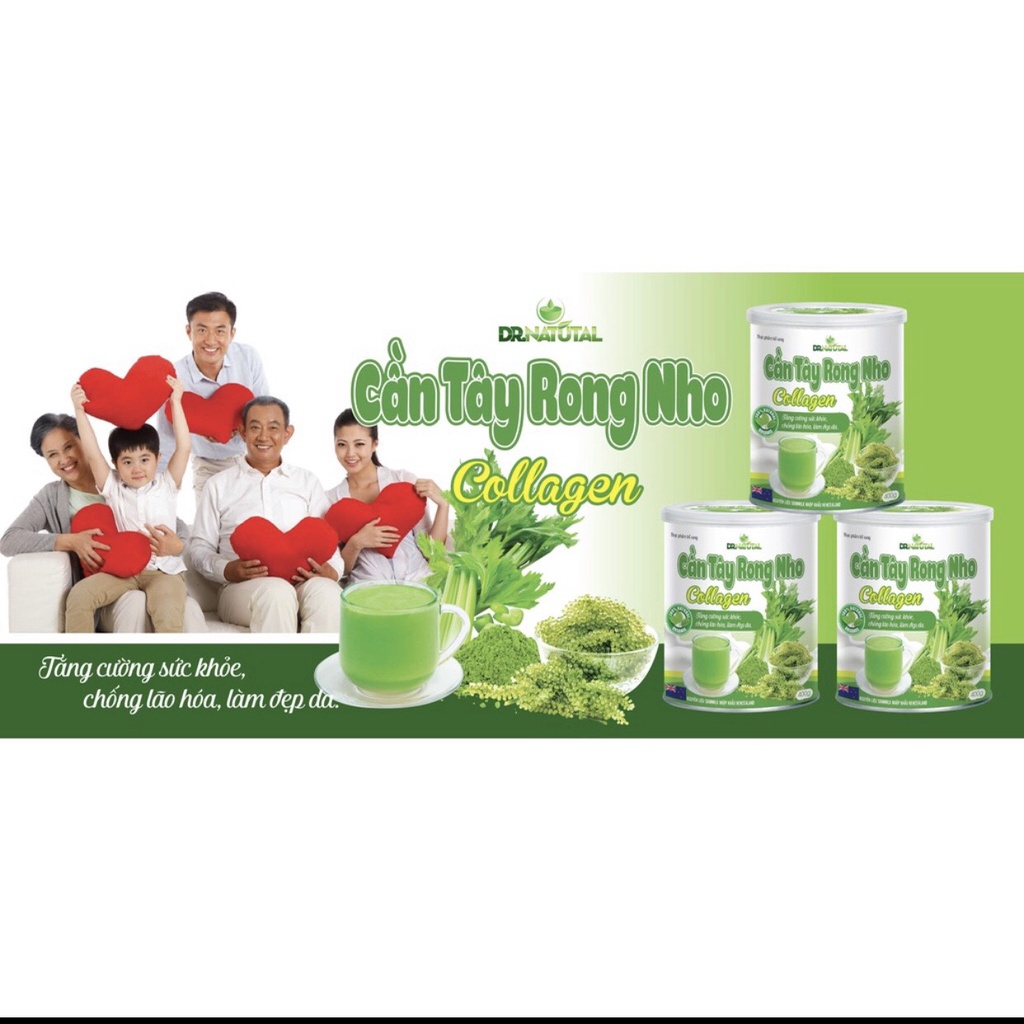Sữa Bột Cần Tây Rong Nho Collagen - Hỗ Trợ Giảm Cân, Đẹp Dáng, Sáng Da, Mờ Nám, Nhuận Tràng, Thải Độc Gan