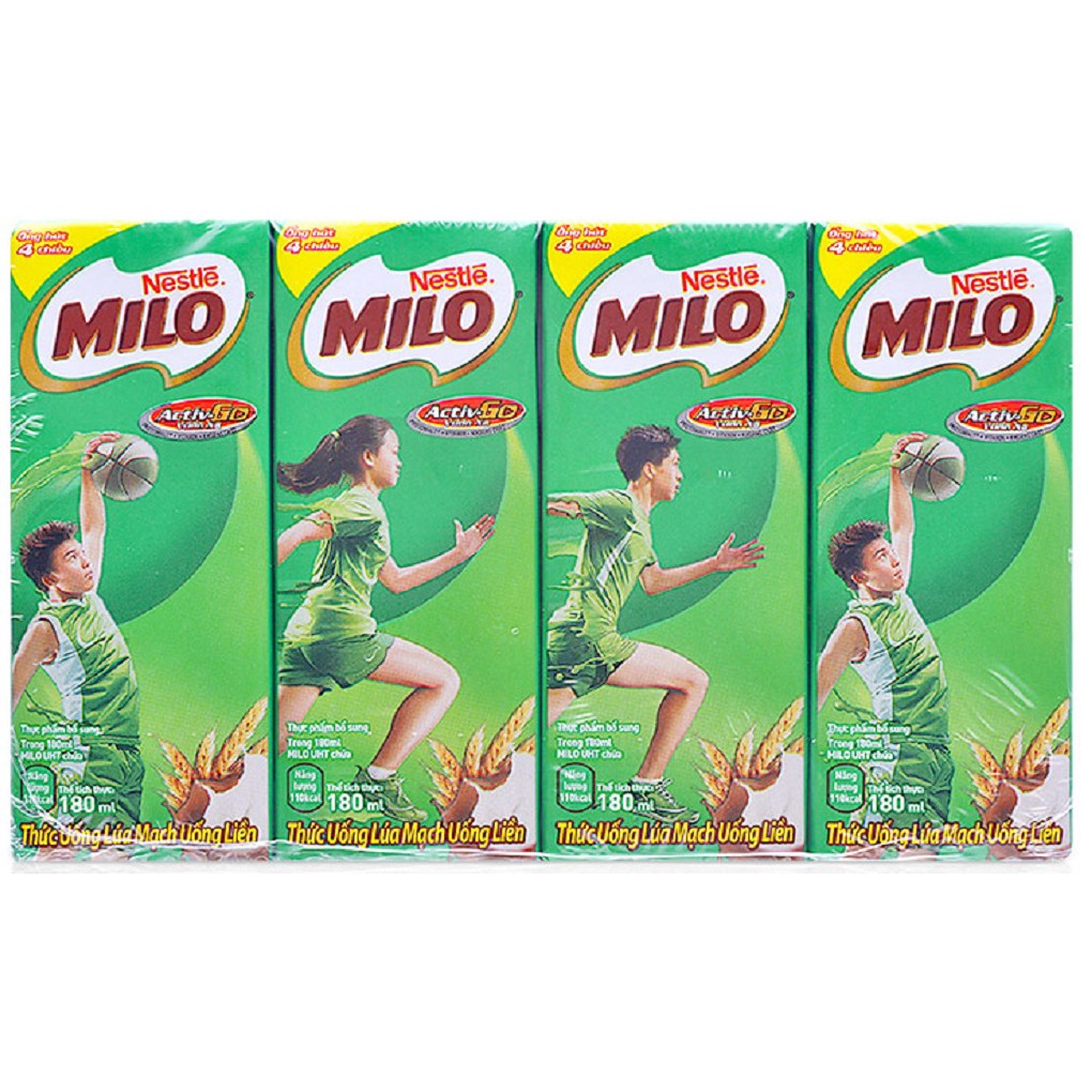 Sữa Milo Nestlé hộp 180ml (4 hộp) Giá bán đã trừ khuyến mãi