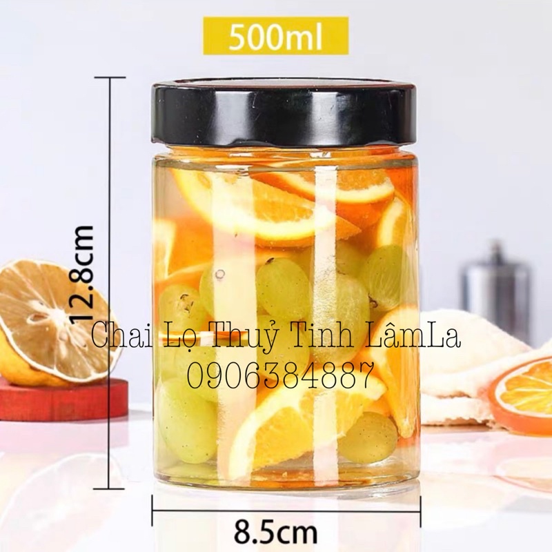 Hũ Thuỷ Tinh Tròn Dáng Cao Nắp Thiếc Dày 380ML 500ML 750ML 1000ML