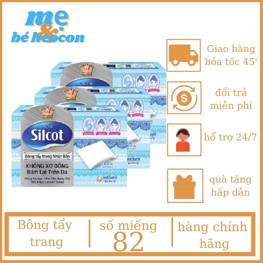 [ Hàng Chính Hãng ] Bông Tẩy Trang, Bông Trang Điểm Silcot 82 Miếng  Hàng Nhập Khẩu Nhật Bản + Mevabeheocon123