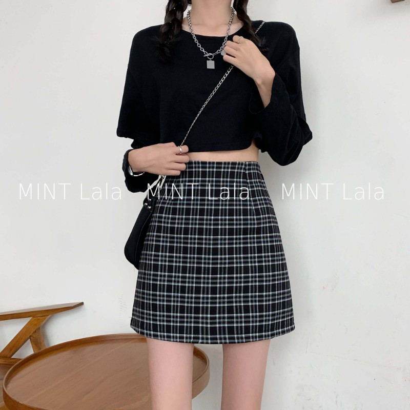 Chân Váy Kẻ Caro Ngắn Chữ A Quảng Châu - MINT Lala