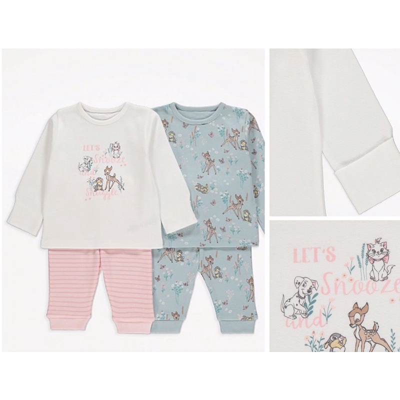 Set 2 bộ quần áo dài cotton GEOGRE UK chính hãng sz 3-6m, 6-9m, 9-12m, 12-18m, 18-24m