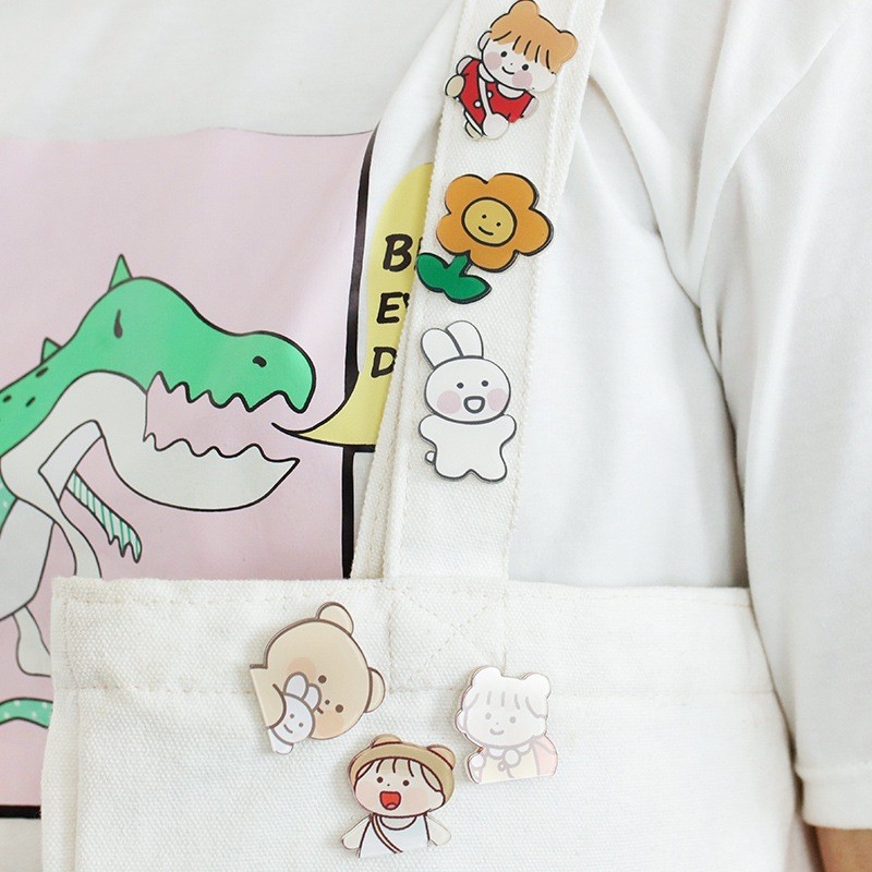[1 set/3 cái] Sticker gắn Balo / Túi / Hộp bút hình thú siêu dễ thương