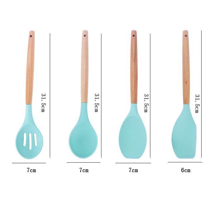 Bộ dụng cụ nhà bếp 11 món màu xanh mint siêu đẹp giá rẻ chất lượng cao, chịu nhiệt tốt
