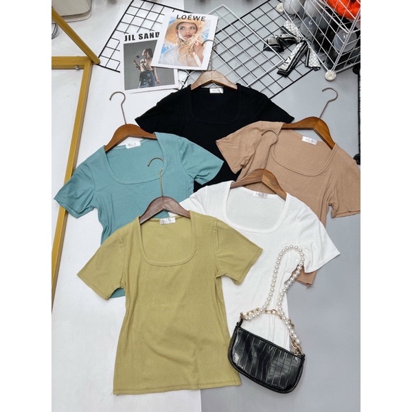 ÁO THUN TĂM BÉ CỔ VUÔNG CO GIÃN 4 CHIỀU MS90177