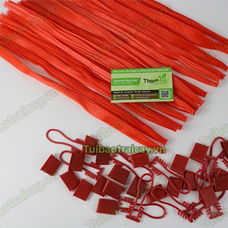 1 kg Túi lưới đựng nông sản dài 25cm kèm khóa màu đỏ - BLD25