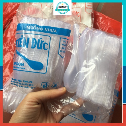 Thìa nhựa, muỗng nhựa Tiên Đức thìa xôi dùng 1 lần loại 11cm LINHMART