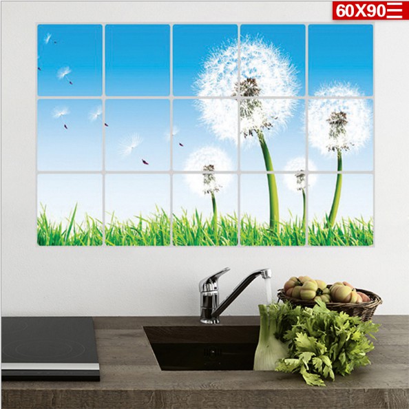 Decal Dán Bếp Tráng Nhôm Chịu Nhiệt - 4 hoa Bồ Công Anh trắng