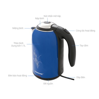 Ấm siêu tốc Inox 2 lớp 1.7L SUNHOUSE SHD1382B