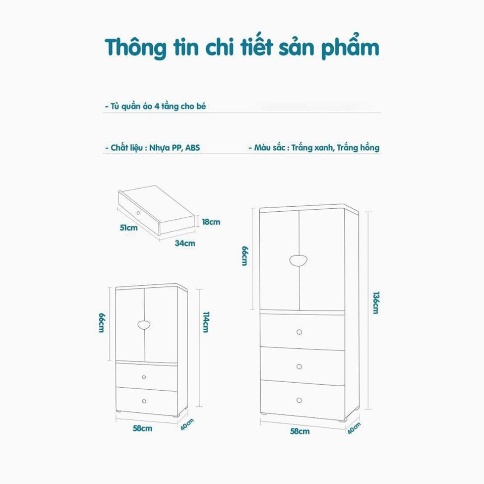 Tủ nhựa Kub đựng quần áo, đồ dùng cho bé | Tủ nhựa trẻ em cao cấp