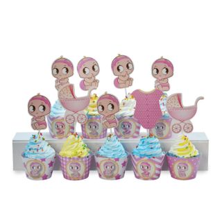 Set 6 tag quấn cupcake và 6 tem cắm