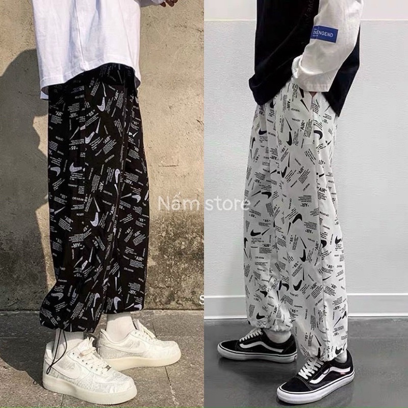 Quần Jogger Dài Ống Rộng just do it Dây Rút Ở Gấu - Kiểu quần Nam Nữ Ống Suông cạp cao phong cách hàn quốc
