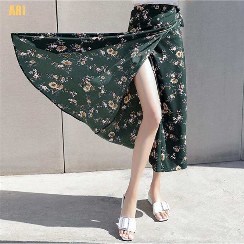 Chân Váy Chiffon Dài Lưng Cao In Họa Tiết Hoa Phong Cách Boho Thời Trang Mùa Hè Dành Cho Nữ