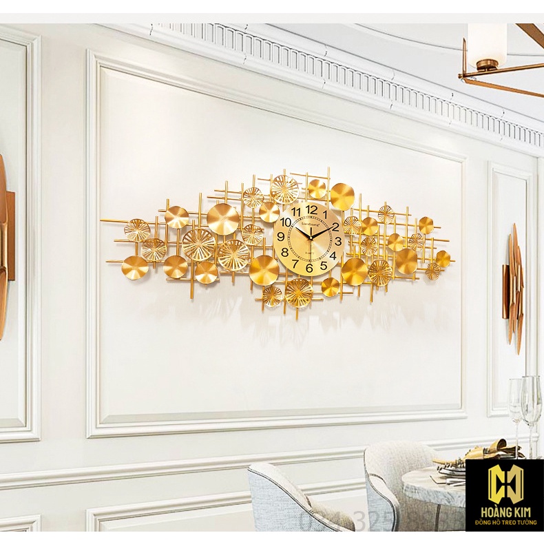 Đồng hồ treo tường Đồng hồ trang trí Decor kiểu dáng sang trọng hiện đại size 120x50cm